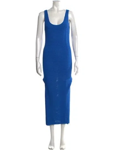Pre-owned Frame Scoop Neck Long Dress In Blue