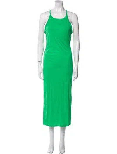 Pre-owned Frame Scoop Neck Long Dress In Green