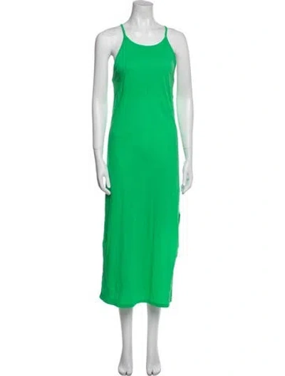 Pre-owned Frame Scoop Neck Long Dress In Green
