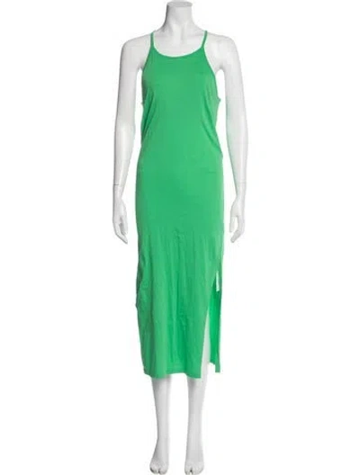 Pre-owned Frame Scoop Neck Long Dress In Green