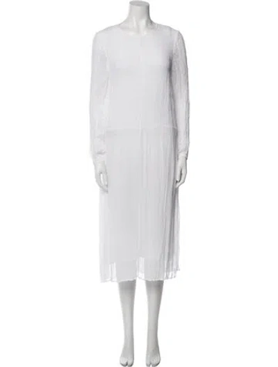 Pre-owned Frame Scoop Neck Long Dress In White