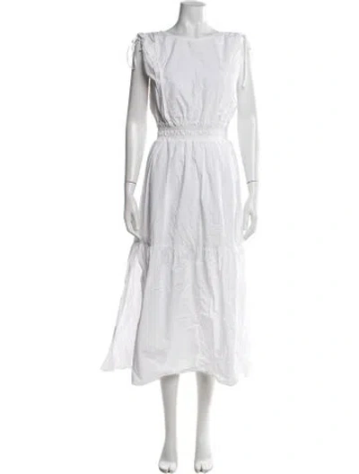 Pre-owned Frame Scoop Neck Long Dress In White