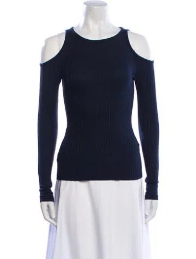 Pre-owned Frame Scoop Neck Long Sleeve Top In Blue