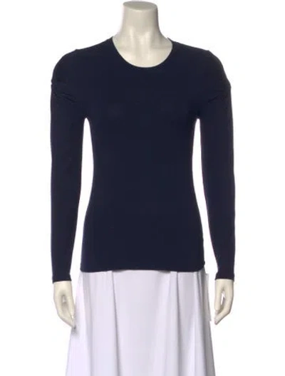 Pre-owned Frame Scoop Neck Long Sleeve T-shirt In Blue