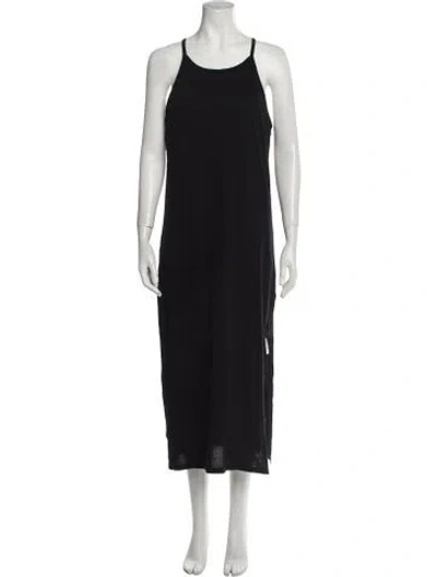 Pre-owned Frame Scoop Neck Midi Length Dress In Black