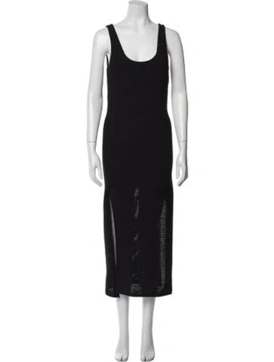 Pre-owned Frame Scoop Neck Midi Length Dress In Black