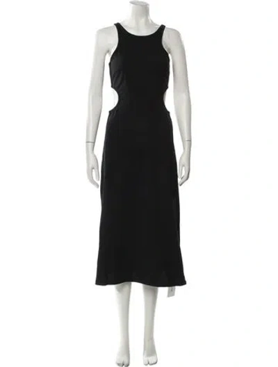 Pre-owned Frame Scoop Neck Midi Length Dress In Black