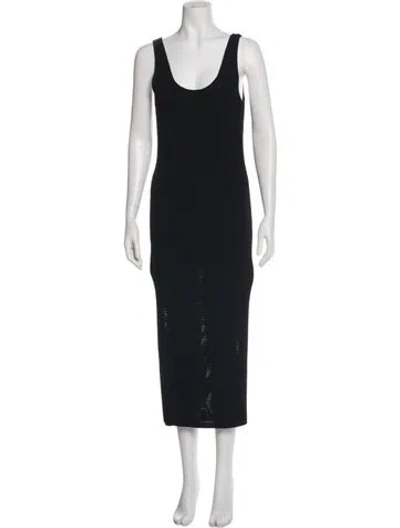 Pre-owned Frame Scoop Neck Midi Length Dress In Black