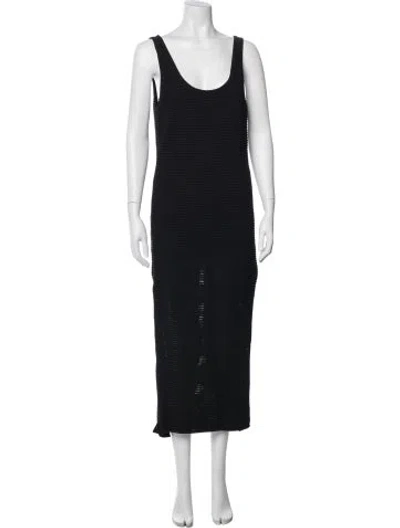 Pre-owned Frame Scoop Neck Midi Length Dress In Black