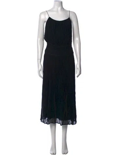 Pre-owned Frame Scoop Neck Midi Length Dress In Black