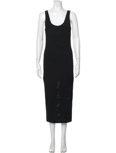 Pre-owned Frame Scoop Neck Midi Length Dress In Black