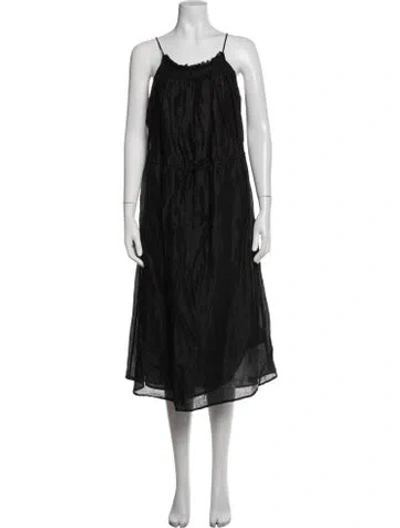 Pre-owned Frame Scoop Neck Midi Length Dress In Black
