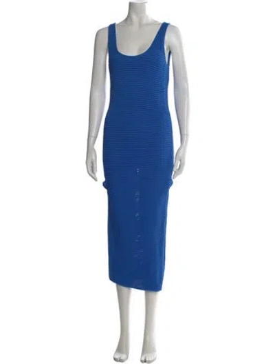 Pre-owned Frame Scoop Neck Midi Length Dress In Blue