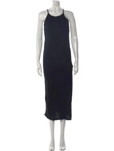 Pre-owned Frame Scoop Neck Midi Length Dress In Blue