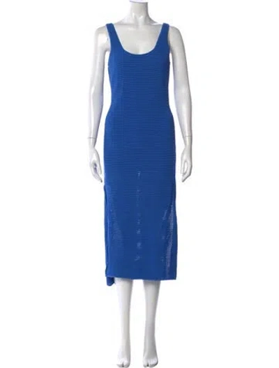 Pre-owned Frame Scoop Neck Midi Length Dress In Blue