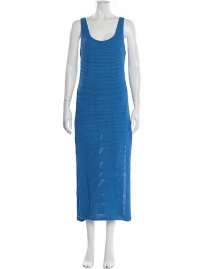 Pre-owned Frame Scoop Neck Midi Length Dress In Blue