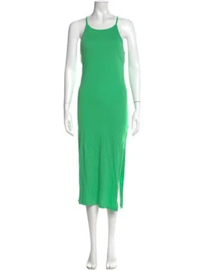 Pre-owned Frame Scoop Neck Midi Length Dress In Green