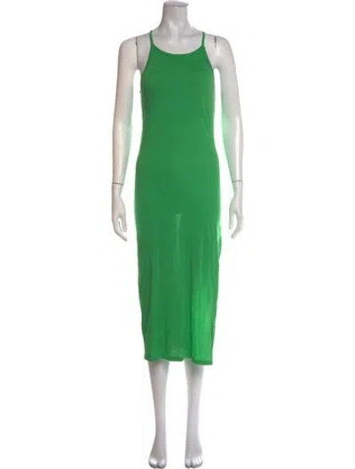 Pre-owned Frame Scoop Neck Midi Length Dress In Green