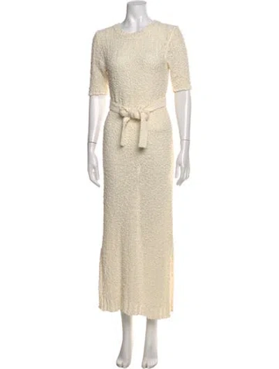 Pre-owned Frame Scoop Neck Midi Length Dress In Neutrals