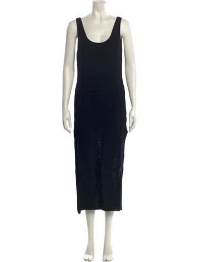 Pre-owned Frame Scoop Neck Midi Length Dress W/ Tags In Black