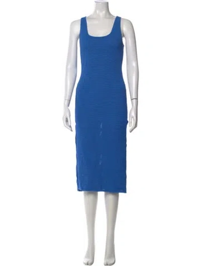 Pre-owned Frame Scoop Neck Midi Length Dress W/ Tags In Blue
