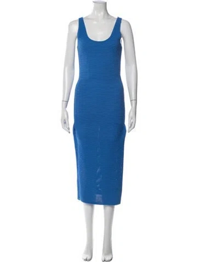 Pre-owned Frame Scoop Neck Midi Length Dress W/ Tags In Blue
