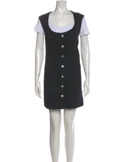 Pre-owned Frame Scoop Neck Mini Dress In Black
