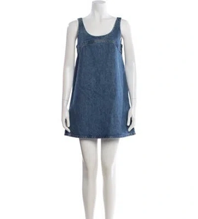 Pre-owned Frame Scoop Neck Mini Dress In Blue