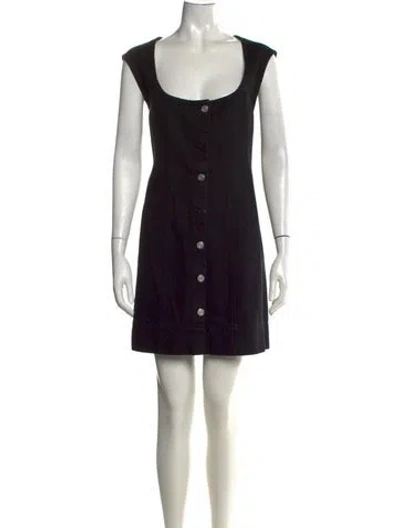 Pre-owned Frame Scoop Neck Mini Dress In Blue