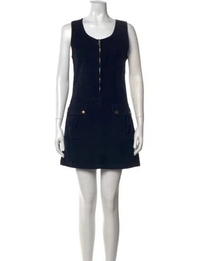 Pre-owned Frame Scoop Neck Mini Dress In Blue