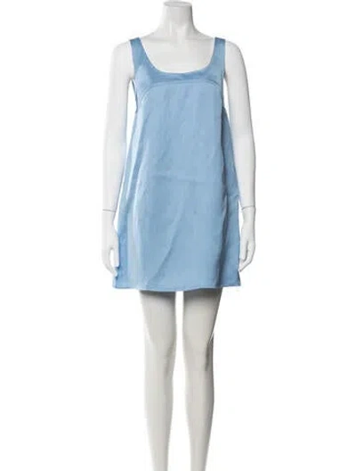 Pre-owned Frame Scoop Neck Mini Dress In Blue