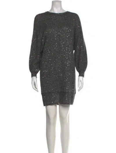Pre-owned Frame Scoop Neck Mini Dress In Gray