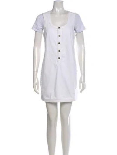 Pre-owned Frame Scoop Neck Mini Dress In Neutral