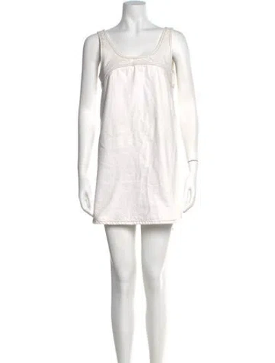 Pre-owned Frame Scoop Neck Mini Dress In Neutral