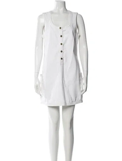 Pre-owned Frame Scoop Neck Mini Dress In Neutral