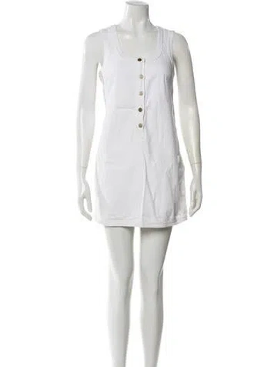 Pre-owned Frame Scoop Neck Mini Dress In Neutral