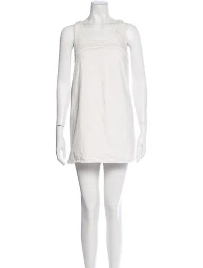 Pre-owned Frame Scoop Neck Mini Dress In Neutral