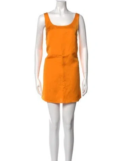 Pre-owned Frame Scoop Neck Mini Dress In Orange
