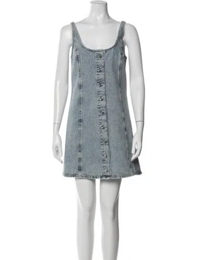 Pre-owned Frame Scoop Neck Mini Dress W/ Tags In Blue