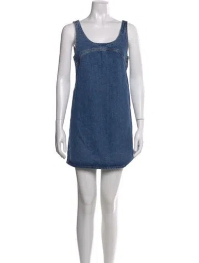 Pre-owned Frame Scoop Neck Mini Dress W/ Tags In Blue