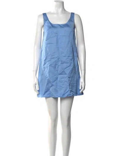 Pre-owned Frame Scoop Neck Mini Dress W/ Tags In Blue