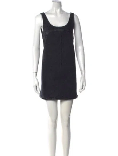 Pre-owned Frame Scoop Neck Mini Dress W/ Tags In Blue