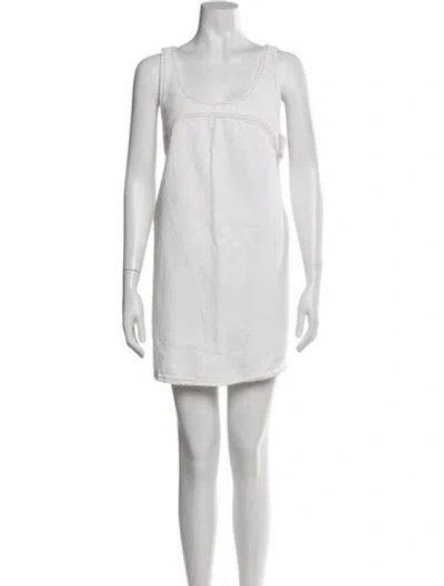 Pre-owned Frame Scoop Neck Mini Dress In White