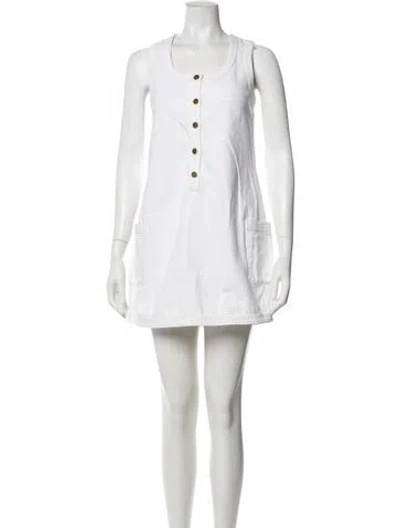 Pre-owned Frame Scoop Neck Mini Dress In White