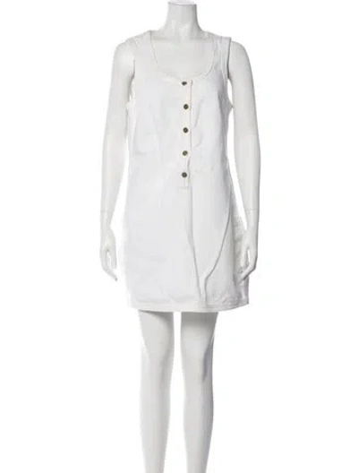 Pre-owned Frame Scoop Neck Mini Dress In White