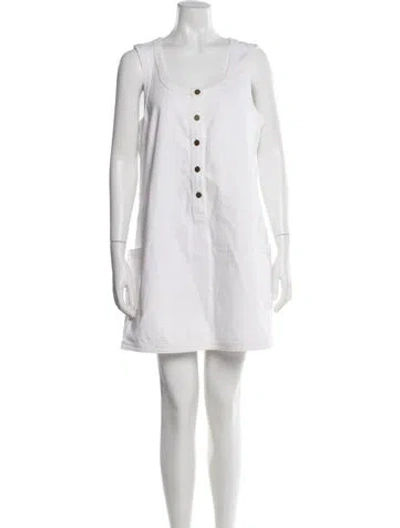 Pre-owned Frame Scoop Neck Mini Dress In White