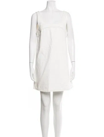 Pre-owned Frame Scoop Neck Mini Dress In White