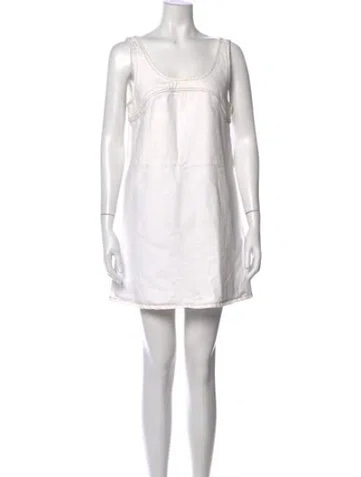 Pre-owned Frame Scoop Neck Mini Dress In White
