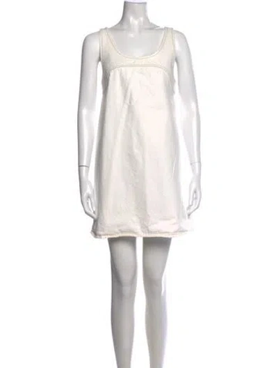 Pre-owned Frame Scoop Neck Mini Dress In White