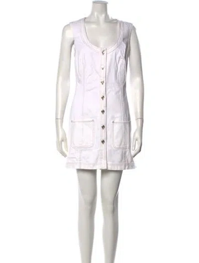 Pre-owned Frame Scoop Neck Mini Dress In White